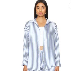 Bella Dahl Blue and White Striped Button Down Shirt
